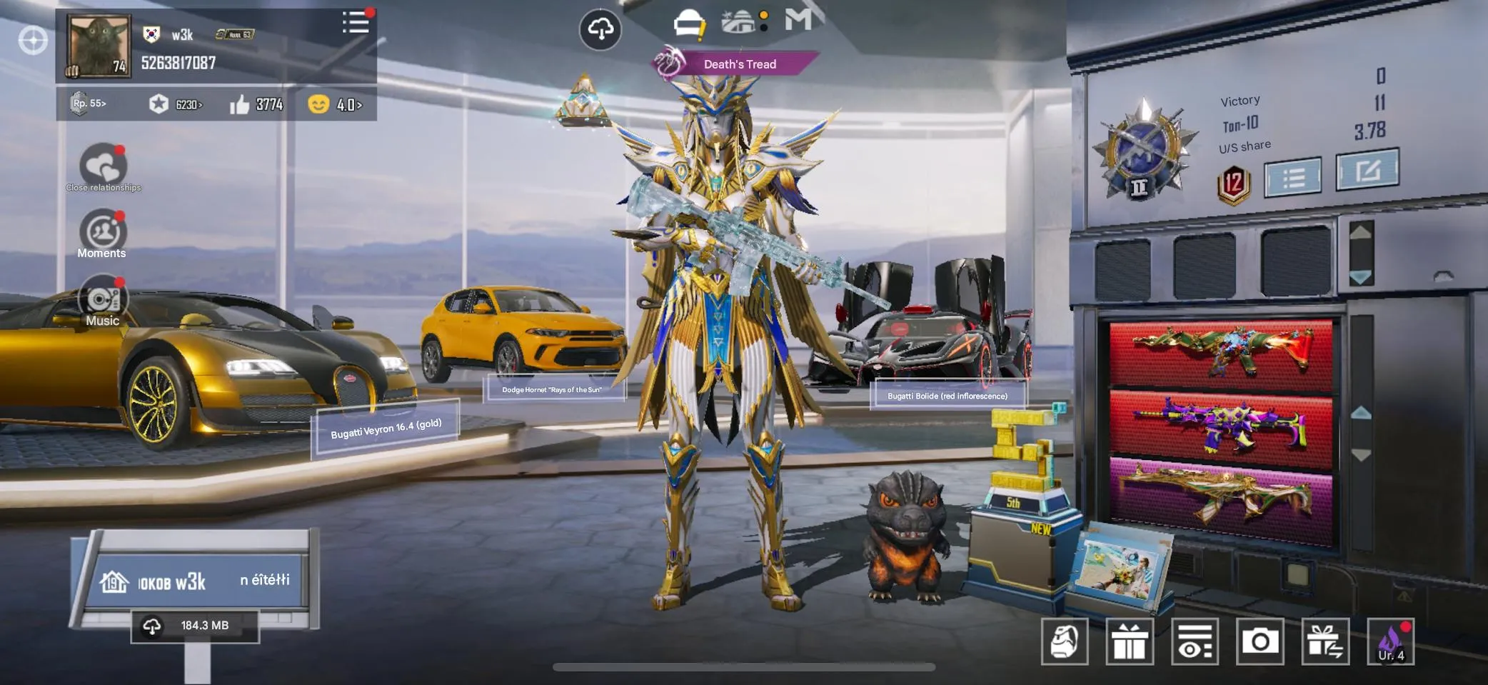 PGM244 82 ACCOUNT 2 FULL M416 11 CHATS PHARAOH XSUIT 7 6 SPORTSCARS FAT (G)